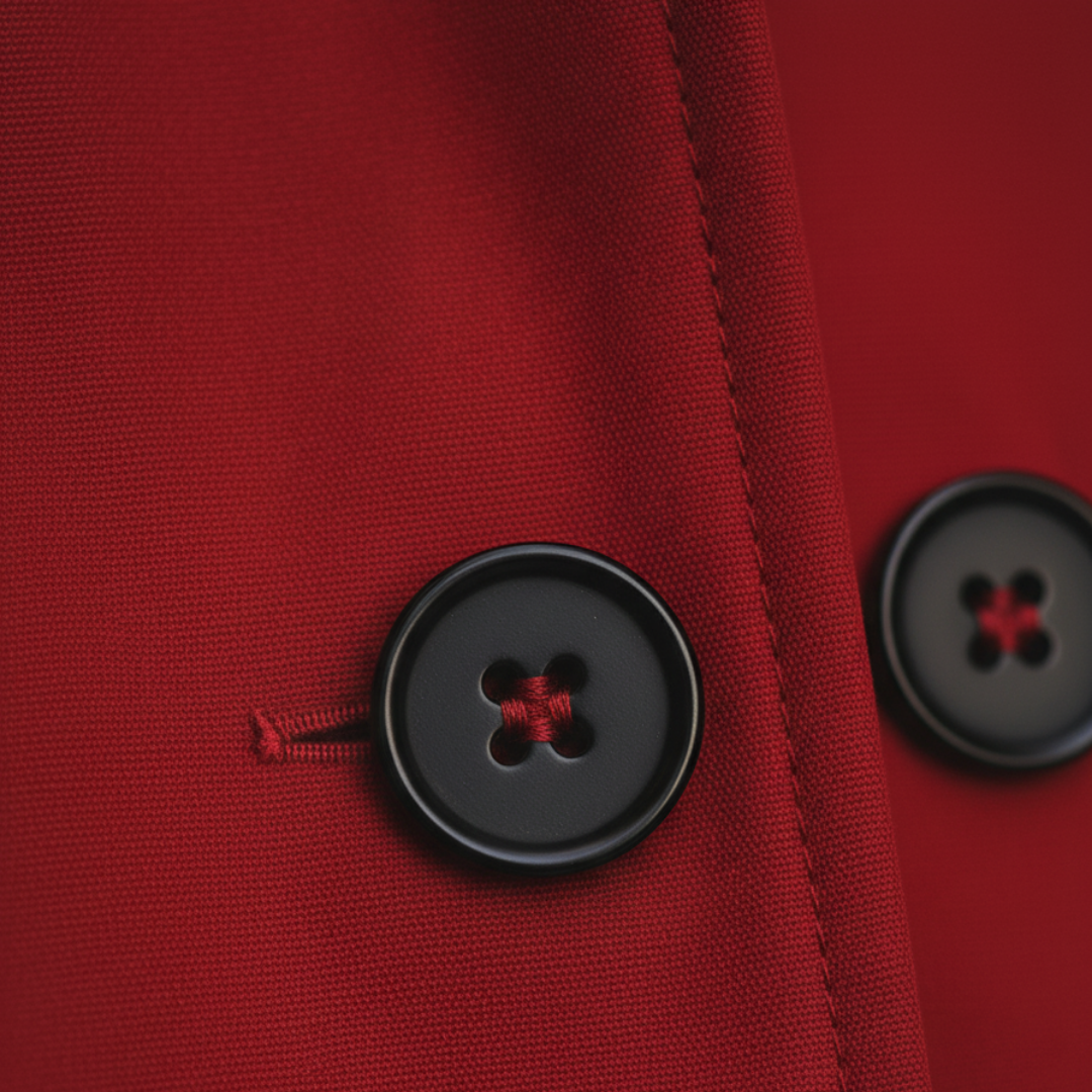 Damen Regenmantel Rot Kapuzenmantel Lang |  Vestea