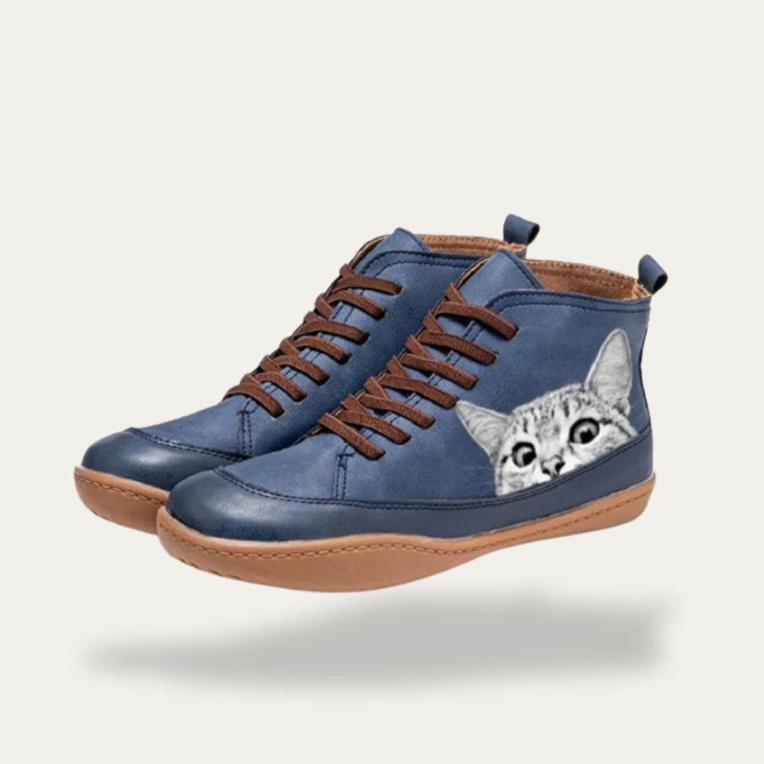 Damen Orthopädische Sneaker High Top Katze Motiv | Vestea