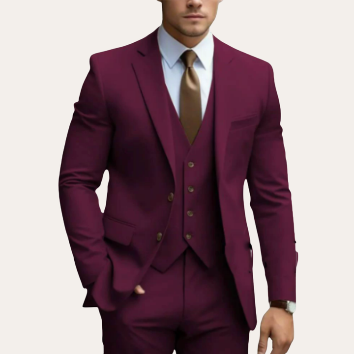 Herren Slim Fit Business Anzug Dreiteilig Wolle | Vestea