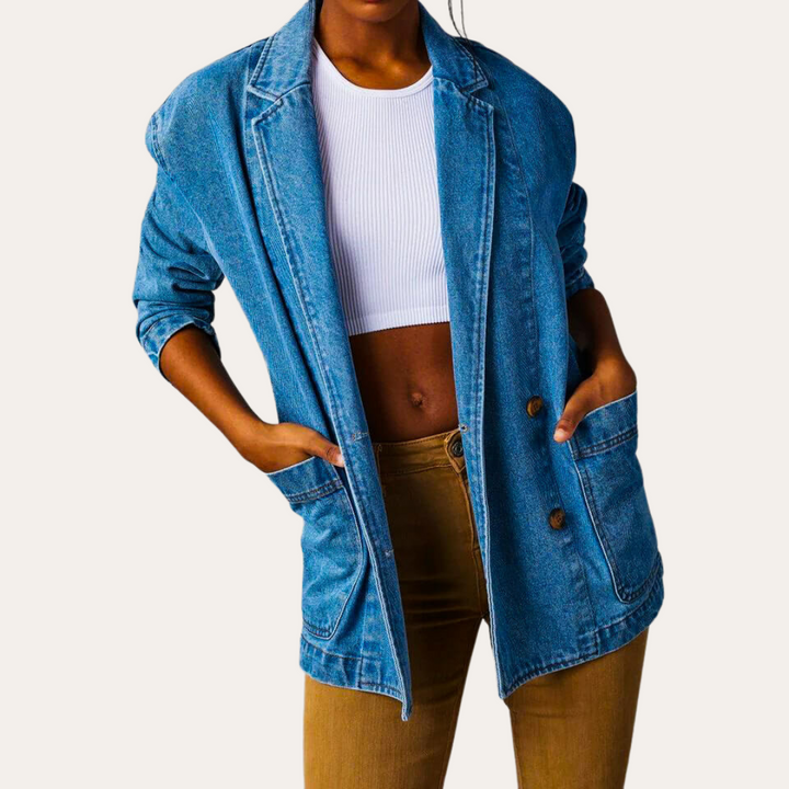 Damen Denim-Blazer mit Knöpfen | Vestea