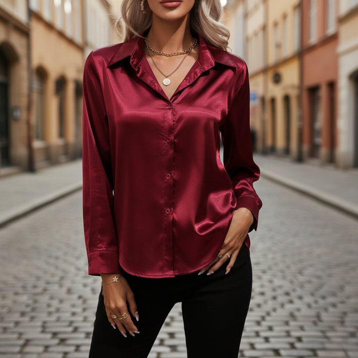 Damen Satin Bluse Langarm | Vestea