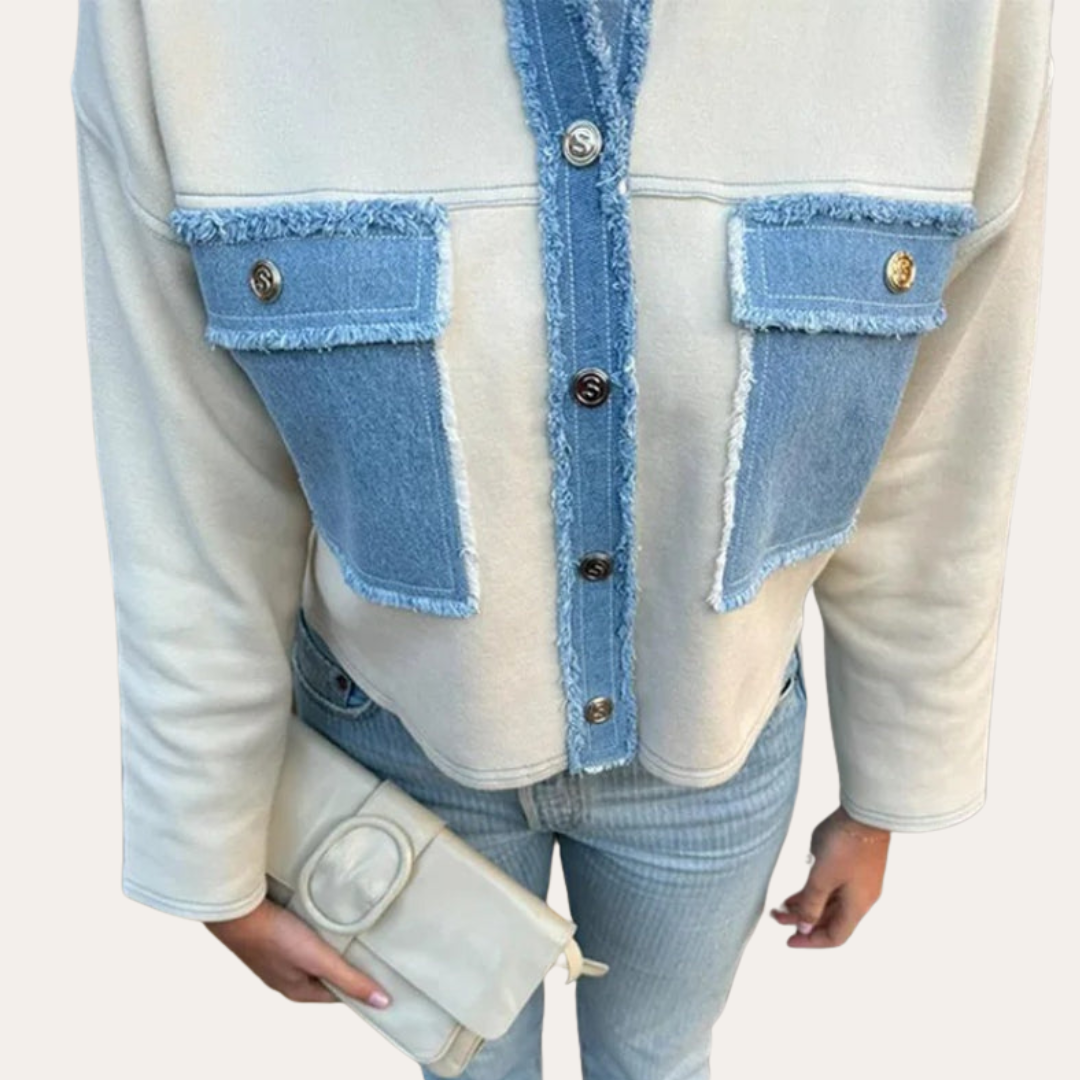 Damen Denim Freizeitjacke mit Fransen | Vestea