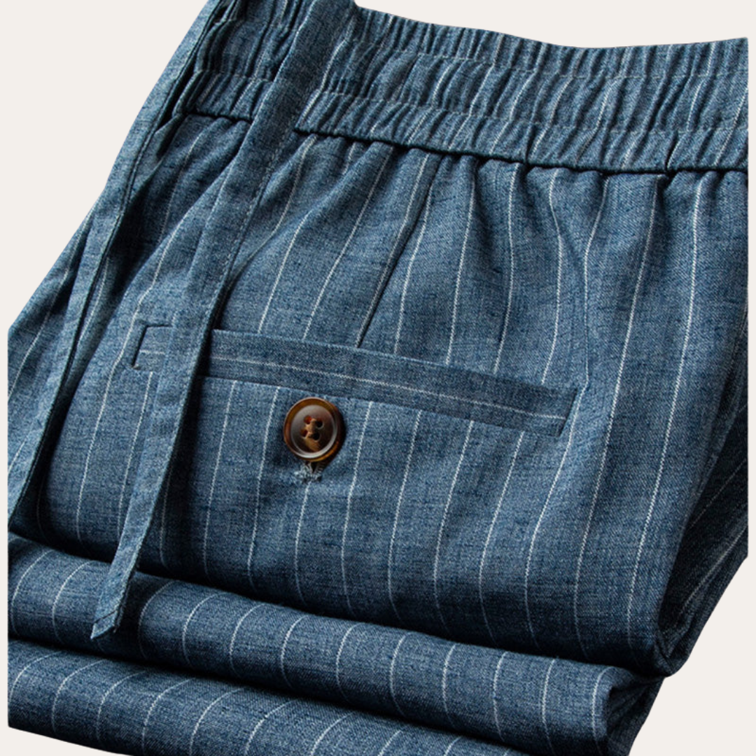 Herren Nadelstreifen Hose Mischung mit Kordelzug | Vestea