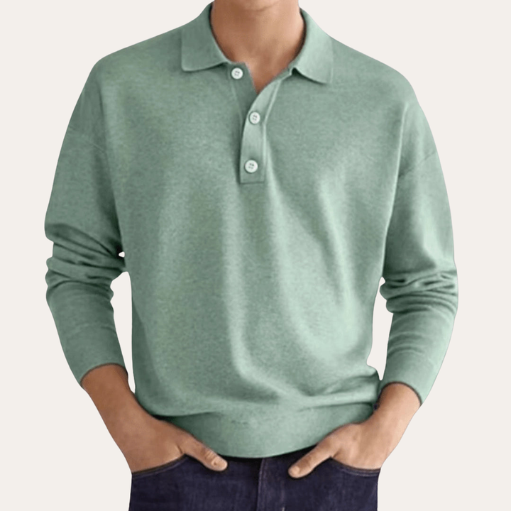 Herren Langarm Poloshirt Freizeit Klassisch | Vestea