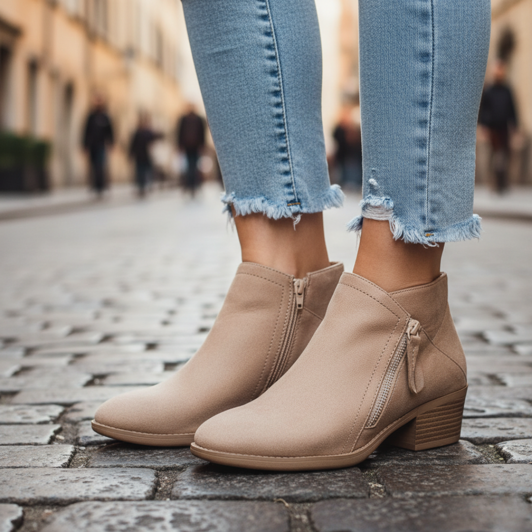 Orthopädische Damen Stiefeletten mit Absatz Kurzschaft Schuhe | Vestea