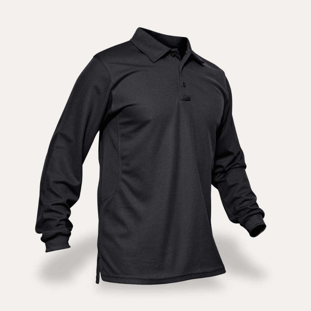 Herren Langarm Poloshirt atmungsaktiv mit Knopfleiste | Vestea