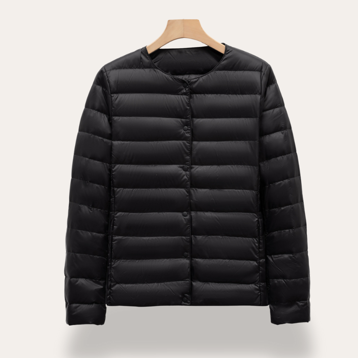 Damen Steppjacke Ultraleicht Rundhalsausschnitt mit Druckknöpfen | Vestea