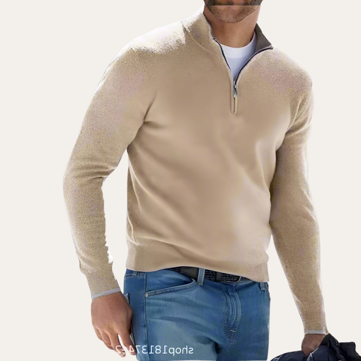 Herren Pullover mit Stehkragen und Halbreißverschluss | Vestea