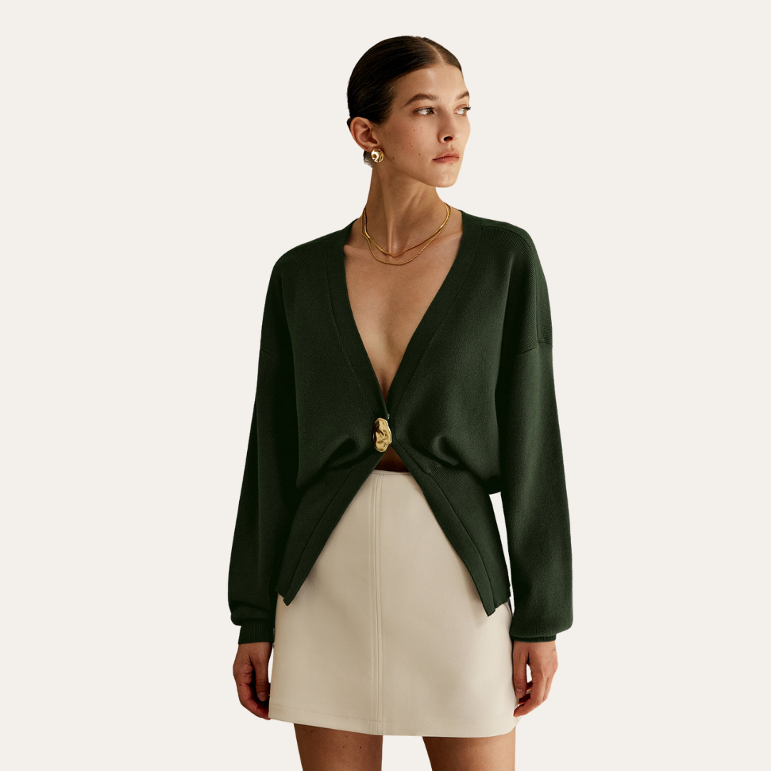 Damen Strickjacke V-Ausschnitt Langarm Cardigan | Vestea