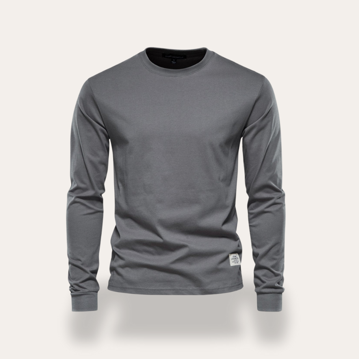 Herren Langarmshirt Rundhals Basic Freizeit Stretch | Vestea