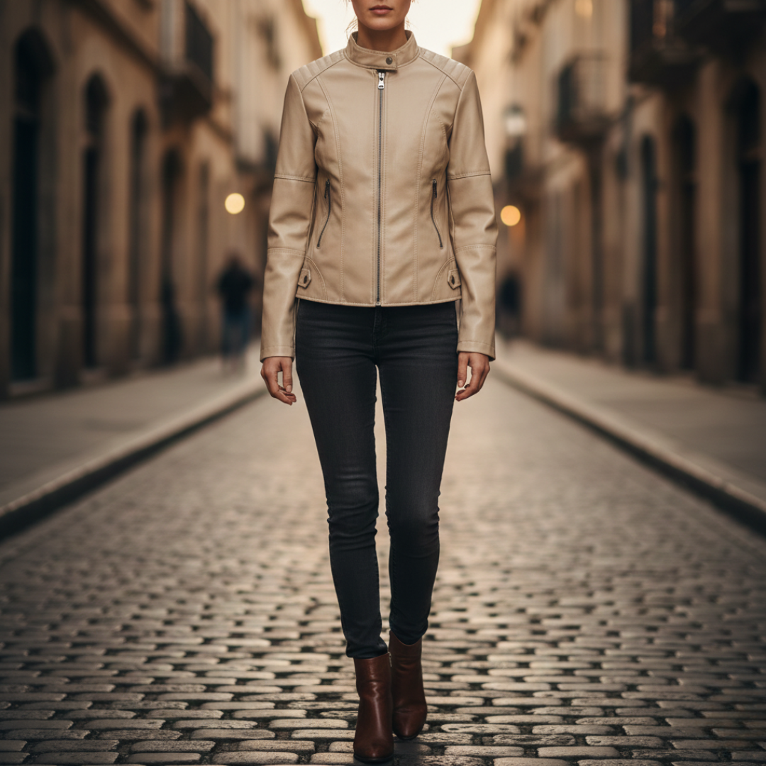 Damen Lederjacke Biker | Vestea