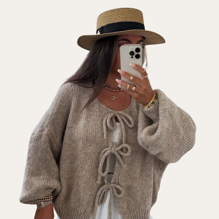 Damen Strickjacke mit Schleifen Elegant | Vestea