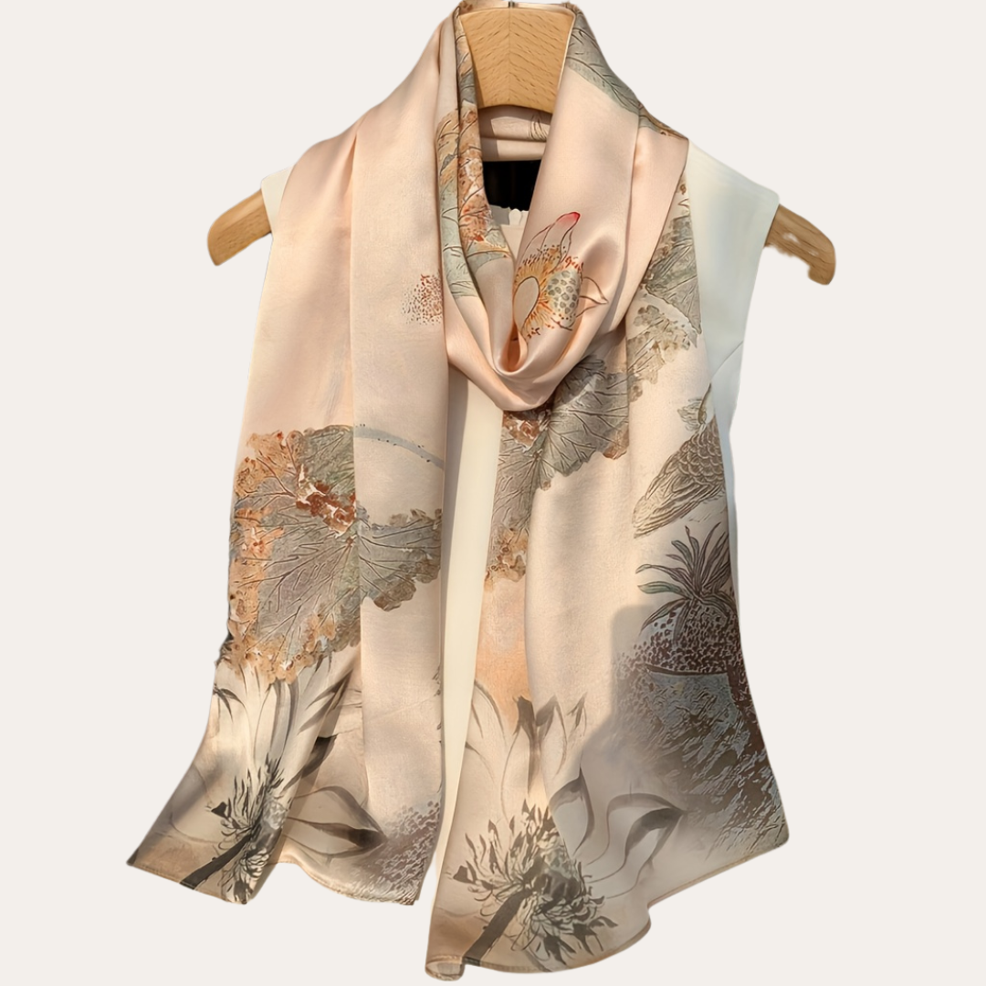 Damen Seidenschal Blumenmuster Rosa | Vestea