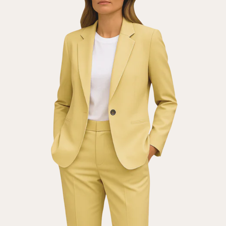 Damen Anzughose Blazer Set Businessanzug Polyester Slim Fit Mehrfarbig | Vestea