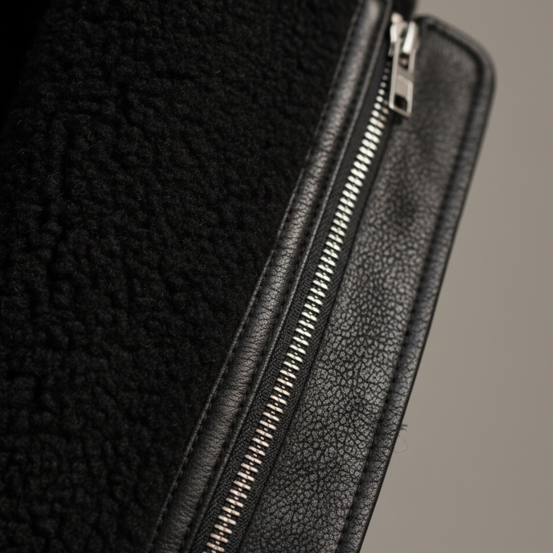 Herren Fliegerjacke Winterjacke Lammfell-Optik Textil | Vestea