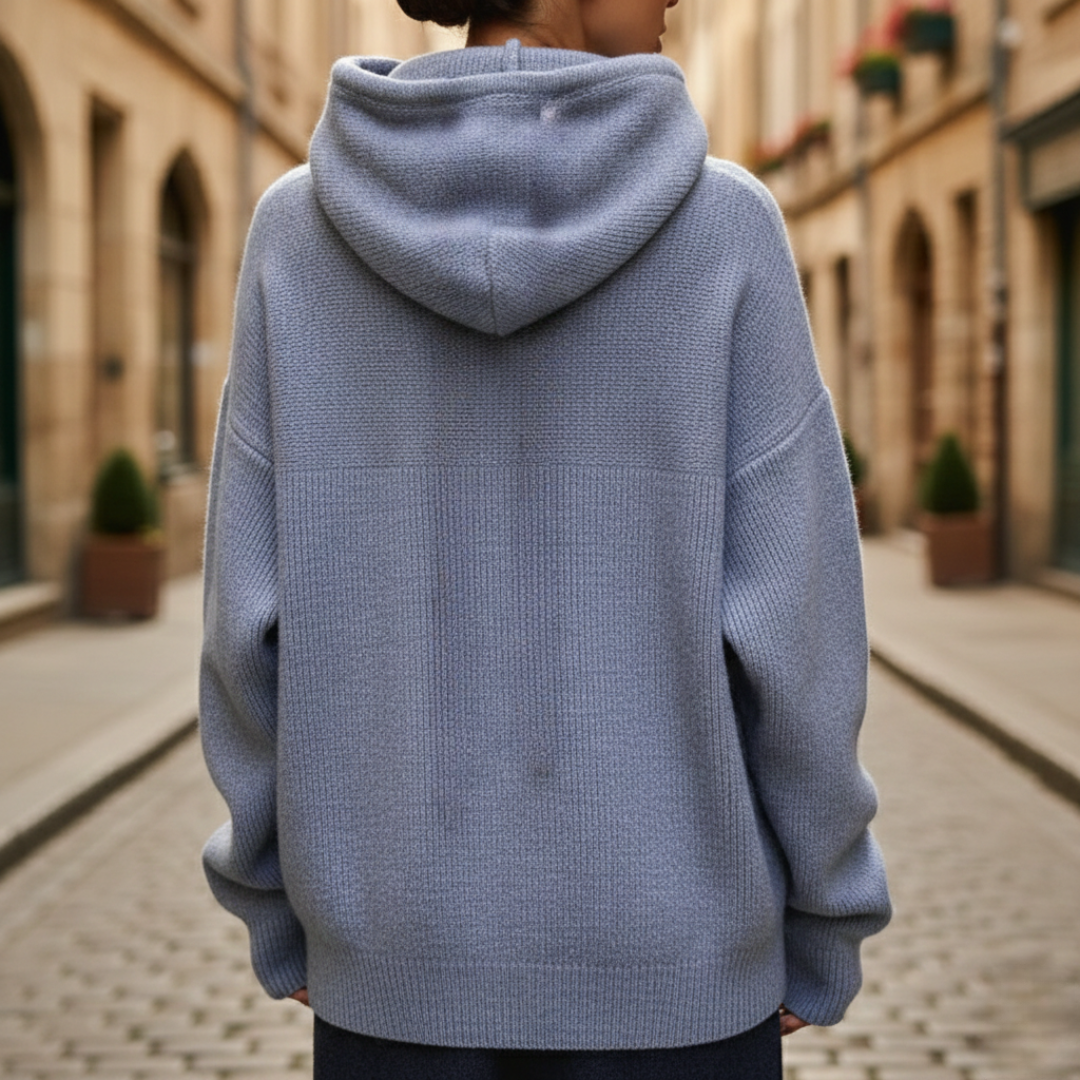 Sudadera con capucha de punto, con cordón, acanalada, de gran tamaño para mujer