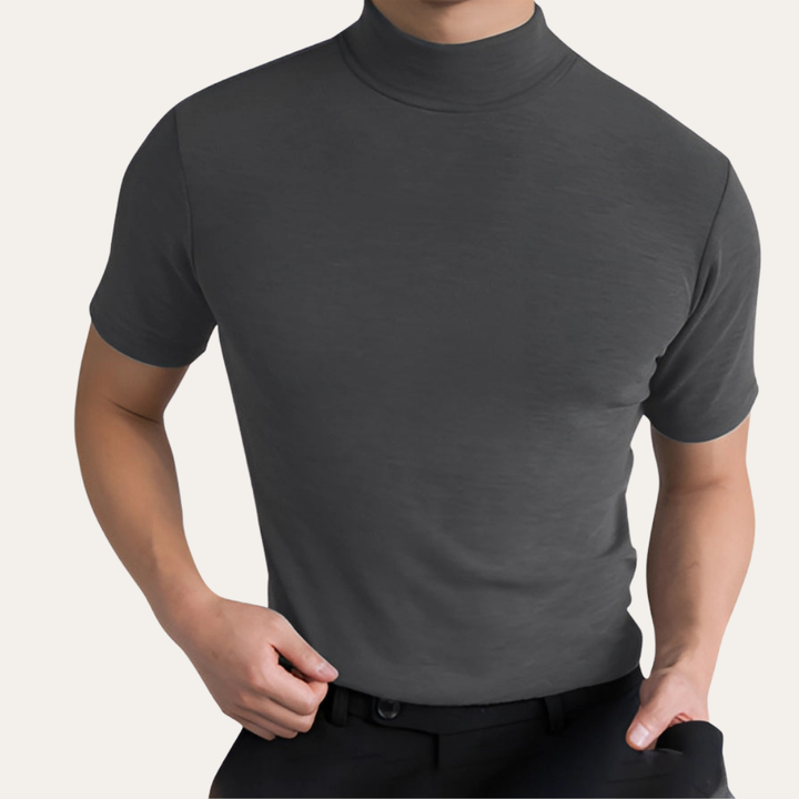 Herren Kurzarm Rollkragen T-Shirt Slim Fit | Vestea