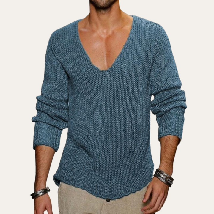 Herren Strickpullover mit tiefem V-Ausschnitt | Vestea