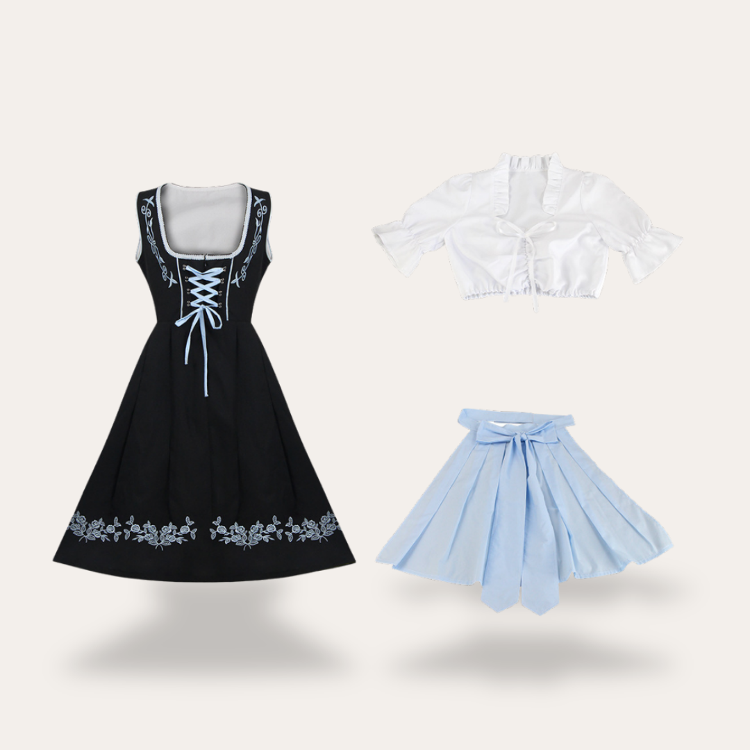 Damen Dirndl Kleid Trachtenkleid mit Bluse | Vestea