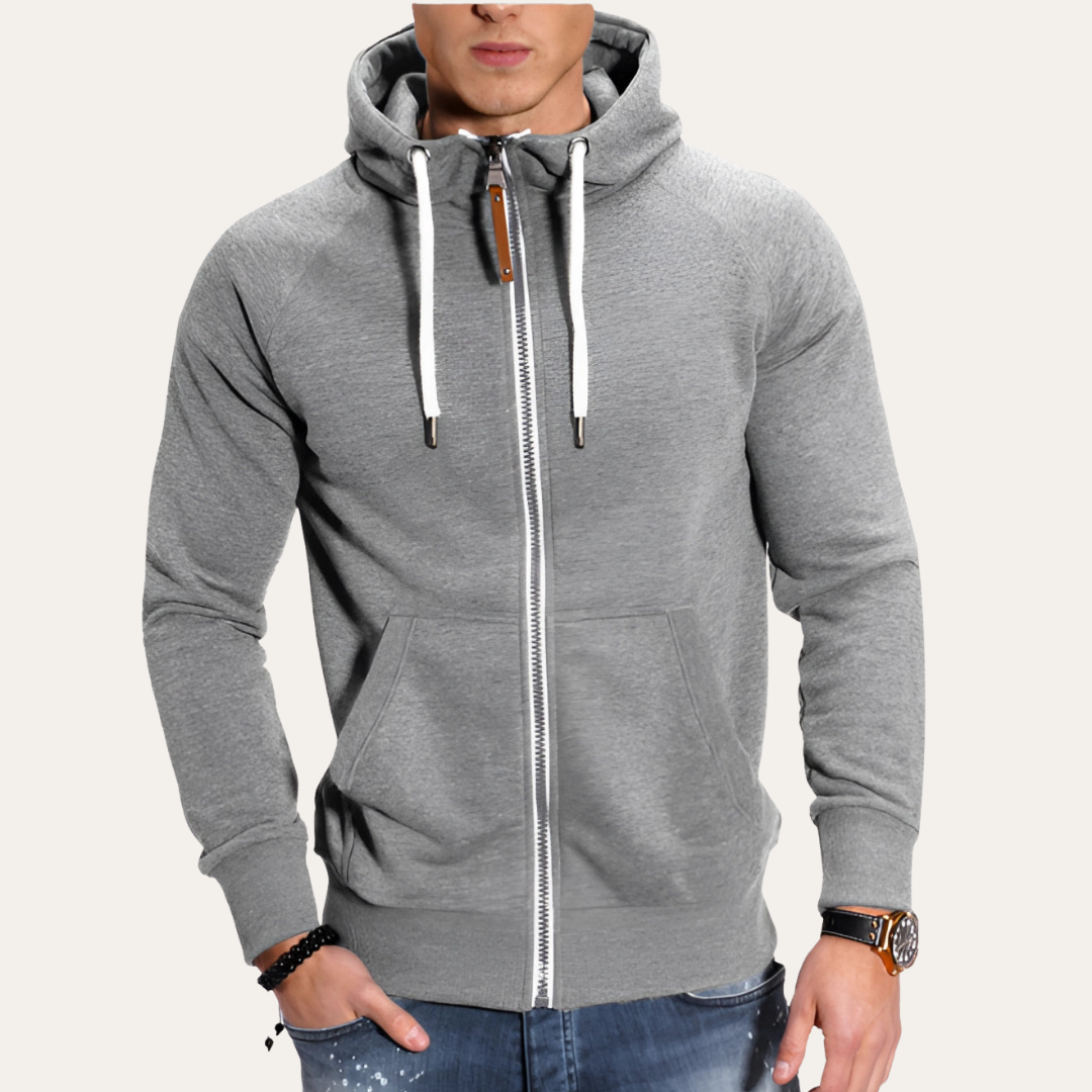 Herren Kapuzenjacke mit Reißverschluss Kängurutasche | Vestea