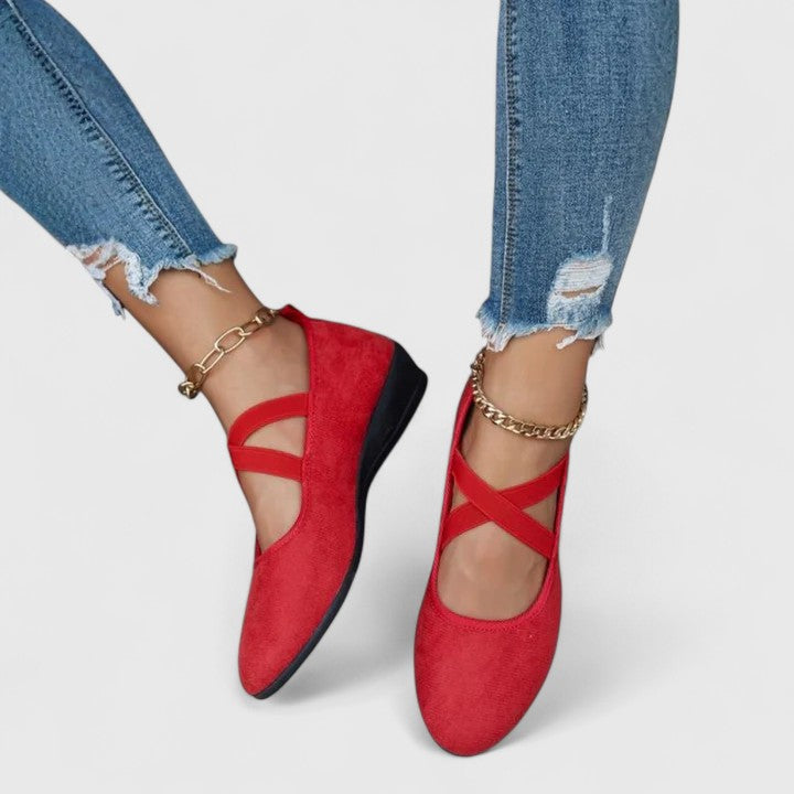 Zapatos planos tipo Mary Jane para mujer, de ante, con tira elástica, sin cordones y acolchados
