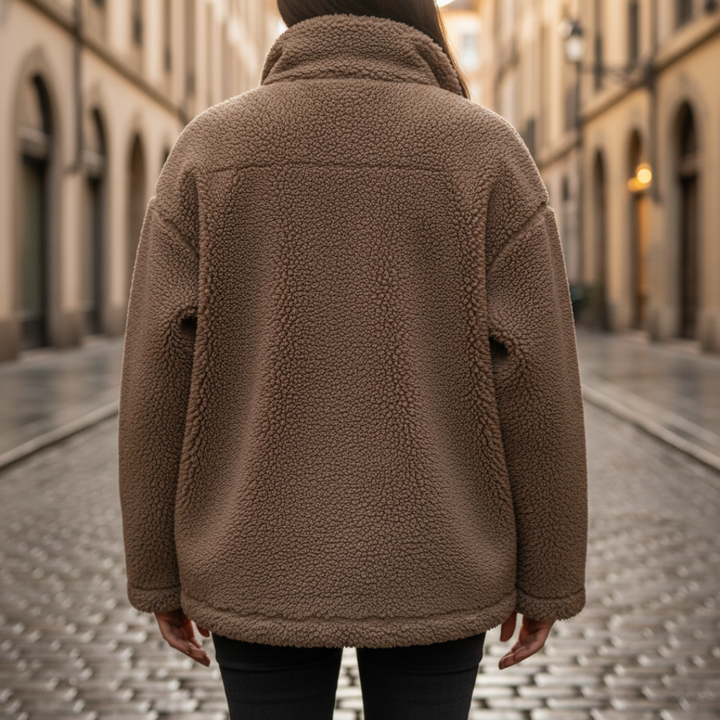 Winter Teddy Fleece Oversize Jacket for Women with Zipper | Vestea