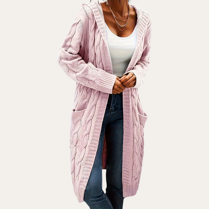 Damen Strickcardigan mit Kapuze und Taschen | Vestea