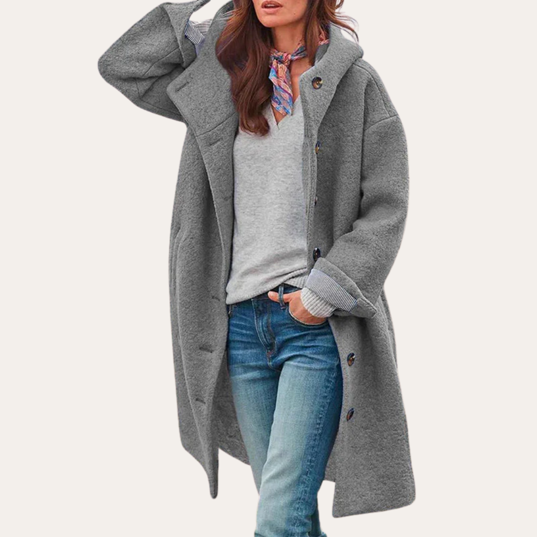 Damen Mantel mit Kapuze Wollmix Wintermode | Vestea