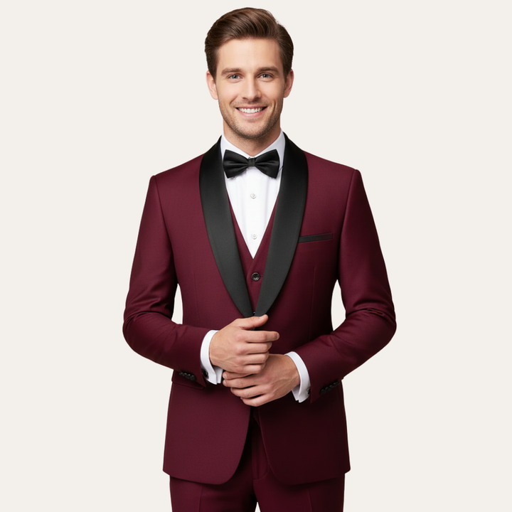 Herren Smoking Anzug mit Weste und Reverskragen | Vestea