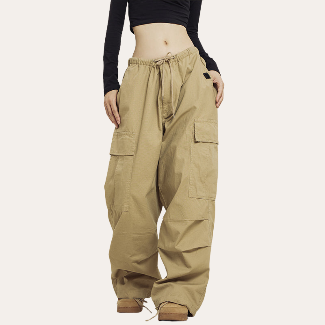 Damen Cargo Hose mit Taschen weiter Schnitt Streetwear Look | Vestea