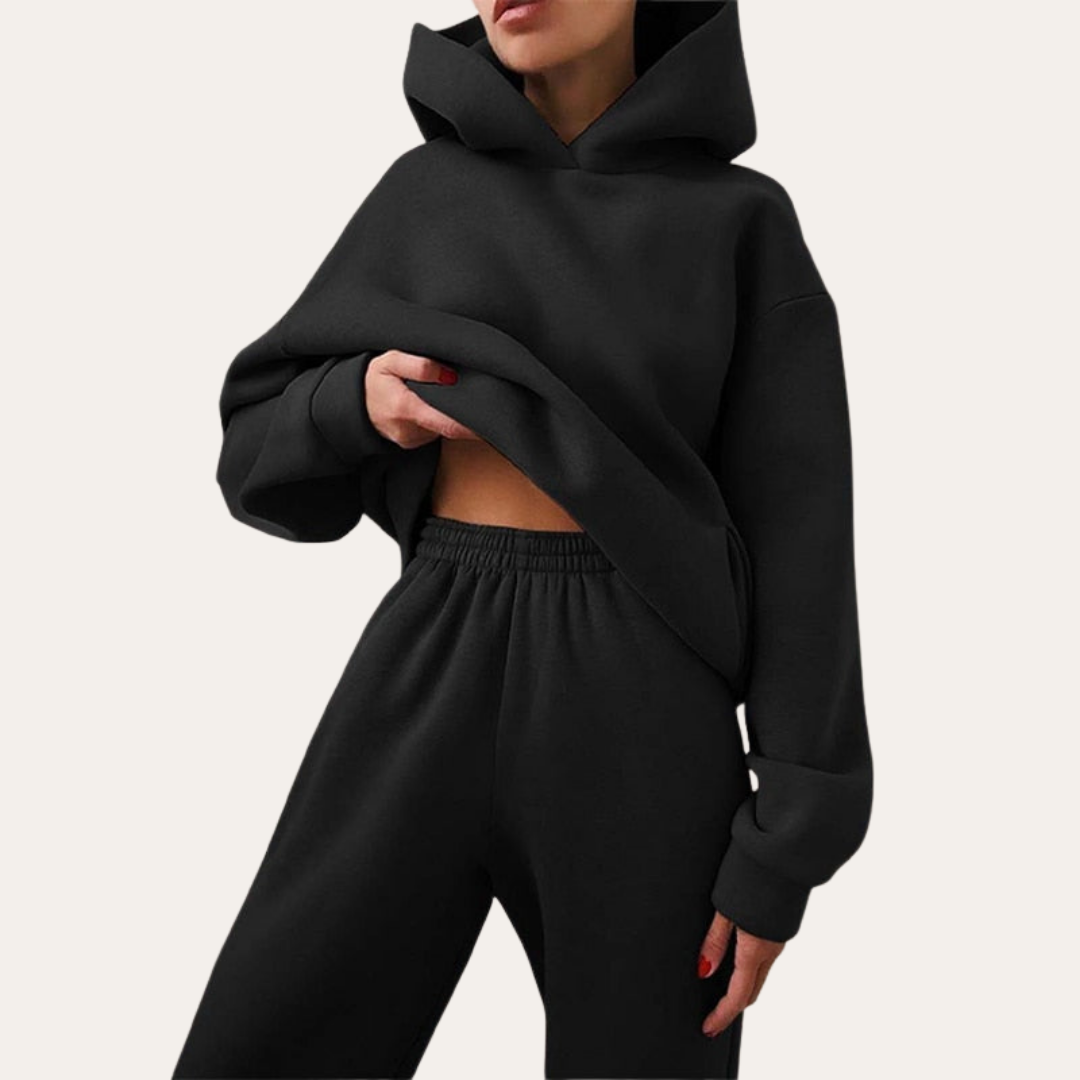 Damen Freizeit Trainingsanzug Zweiteiler Hoodie Set | Vestea
