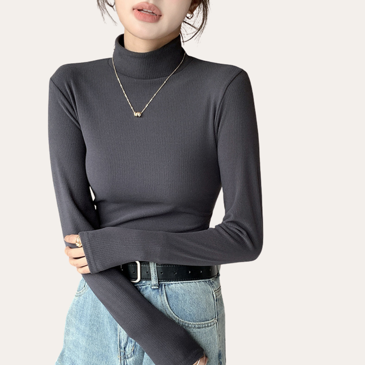 Damen Rollkragen Langarm Slim Fit Oberteil | Vestea
