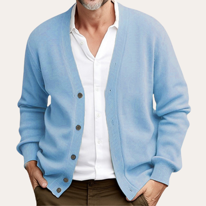 Herren Strickjacke V-Ausschnitt Knöpfe Basic | Vestea