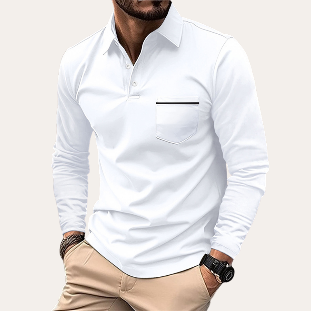 Herren Langarm Polohemd Slim Fit | Vestea