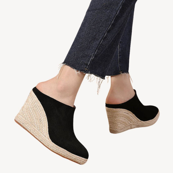 Wildleder Orthopädische Keil Espadrille Pantoletten Damen | Vestea