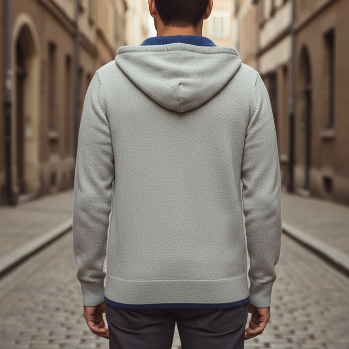 Men's knitted zip-up hoodie solid color | Vestea