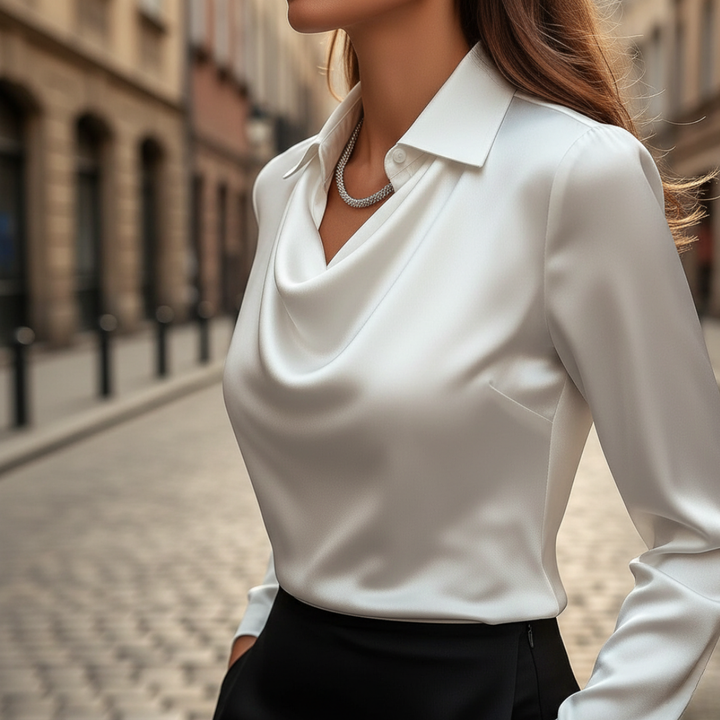 Damen Bluse mit Wasserfallausschnitt Elegant | Vestea