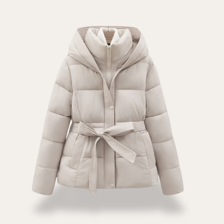 Damen Steppjacke Wintermantel Kapuze Gürtel Synthetik Warm | Vestea