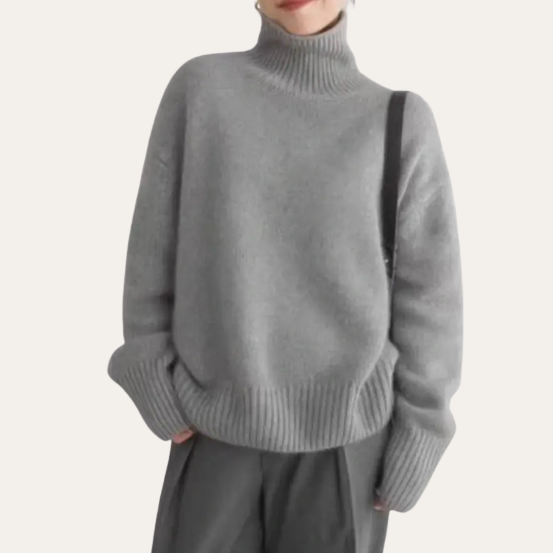 Damen Rollkragenpullover aus Strick mit Oversize-Passform | Vestea