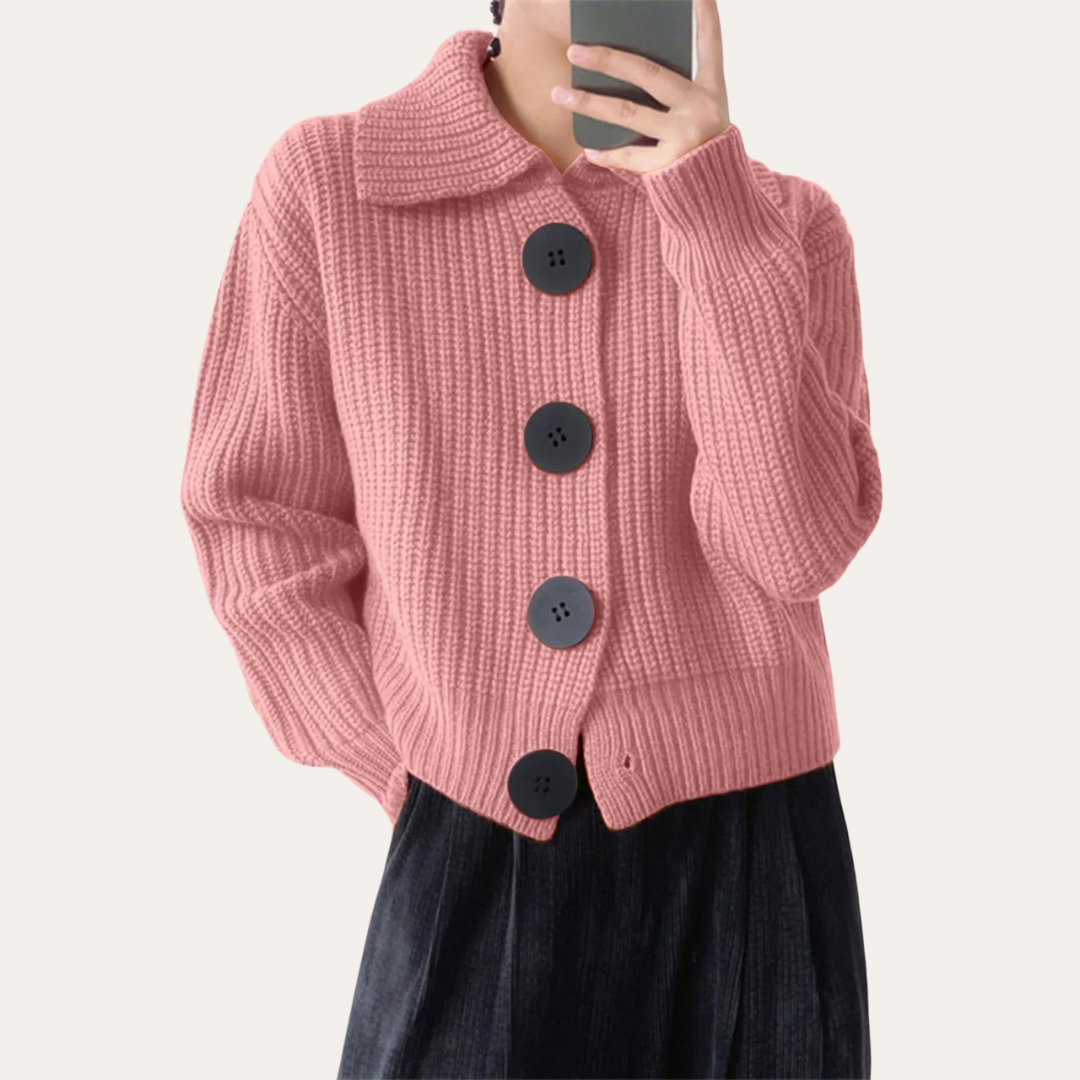 Damen Strickjacke mit Knöpfen Grobstrick Cardigan | Vestea