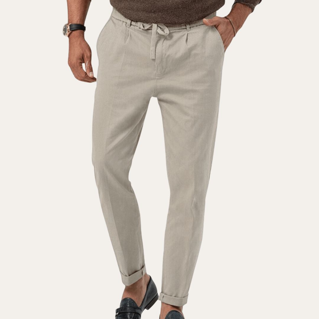 Herren Leinenhose Slim Fit mit Komfortbund Freizeit Hose | Vestea