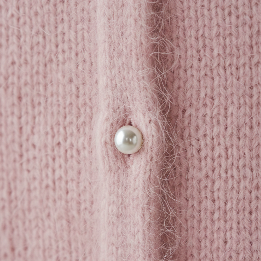 Vestido de punto midi con cuello en V peludo, abertura lateral y mangas largas para mujer