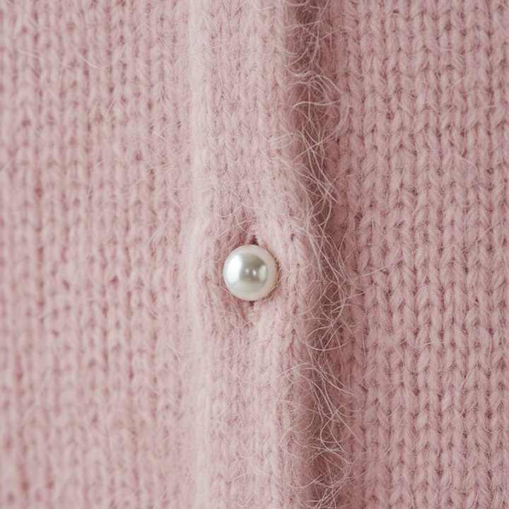 Vestido de punto midi con cuello en V peludo, abertura lateral y mangas largas para mujer