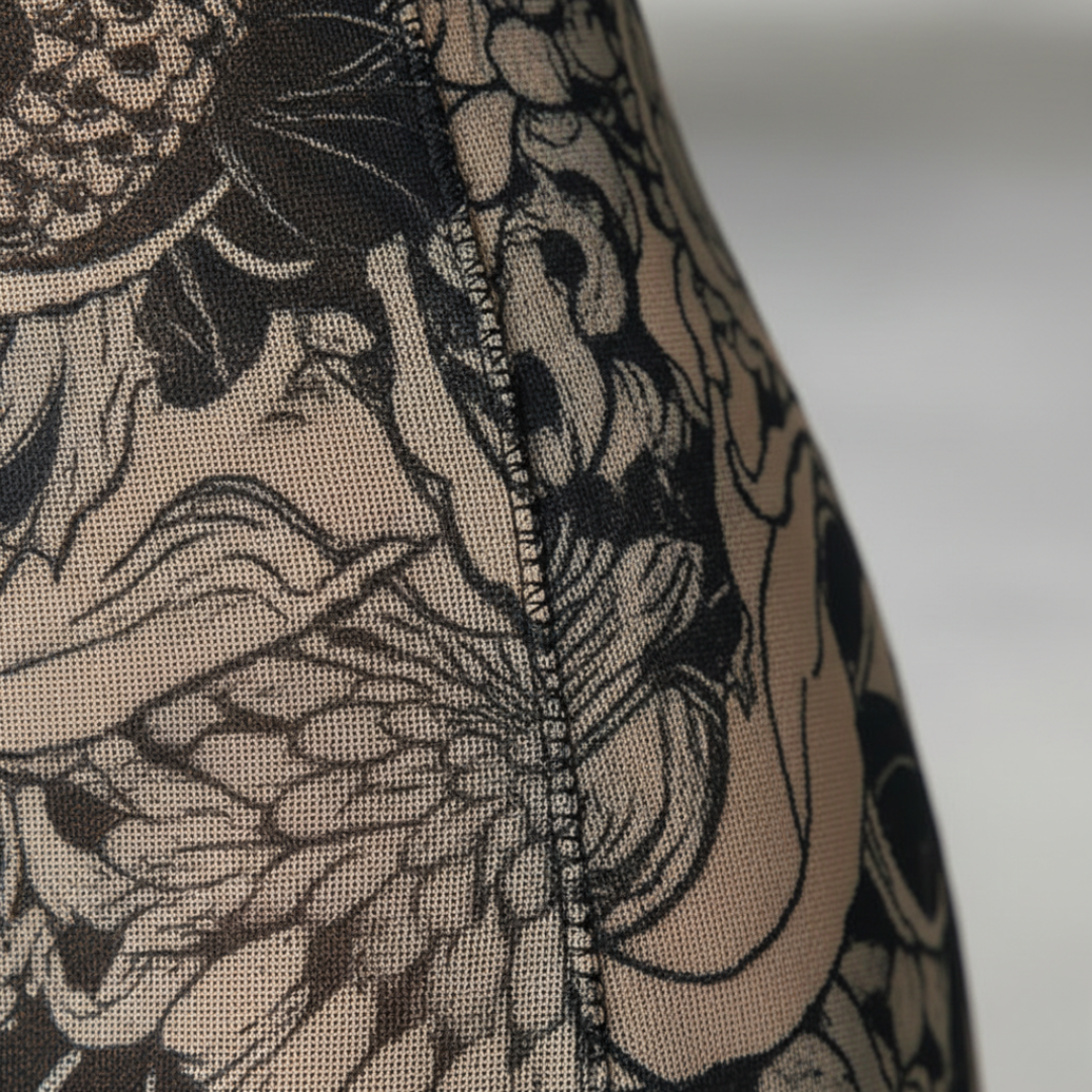 Women’s Tan Graphic Mock Neck Maxi Dress