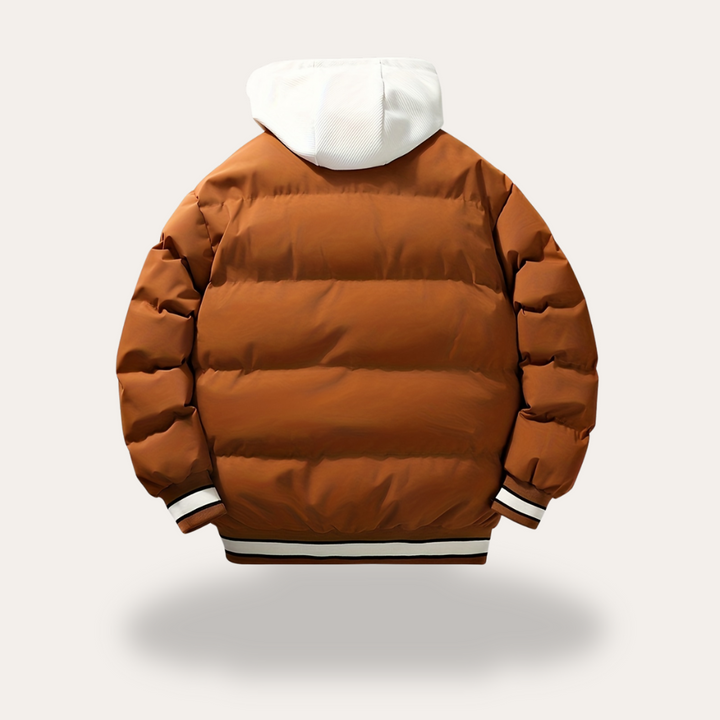 Herren-Pufferjacke im Varsity-Stil mit Kapuze | Vestea
