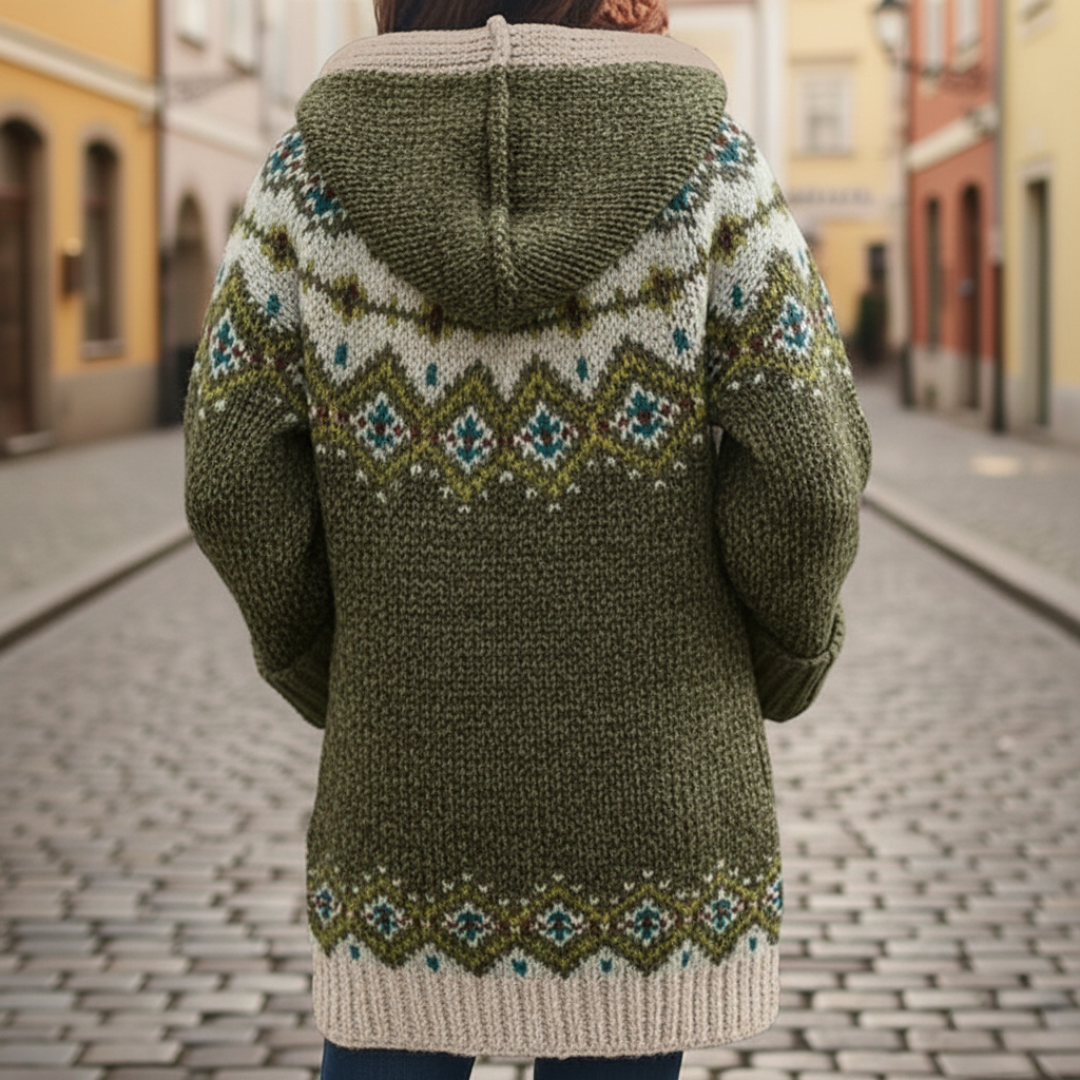 Damen Strick Kapuzenjacke Wintermantel | Vestea