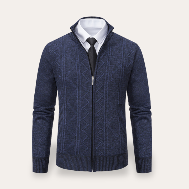 Herren Strickjacke mit Reißverschluss und Stehkragen | Vestea