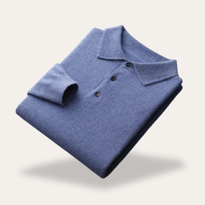Herren Strickpullover Polokragen Langarm Feinstrick Materialmix | Vestea