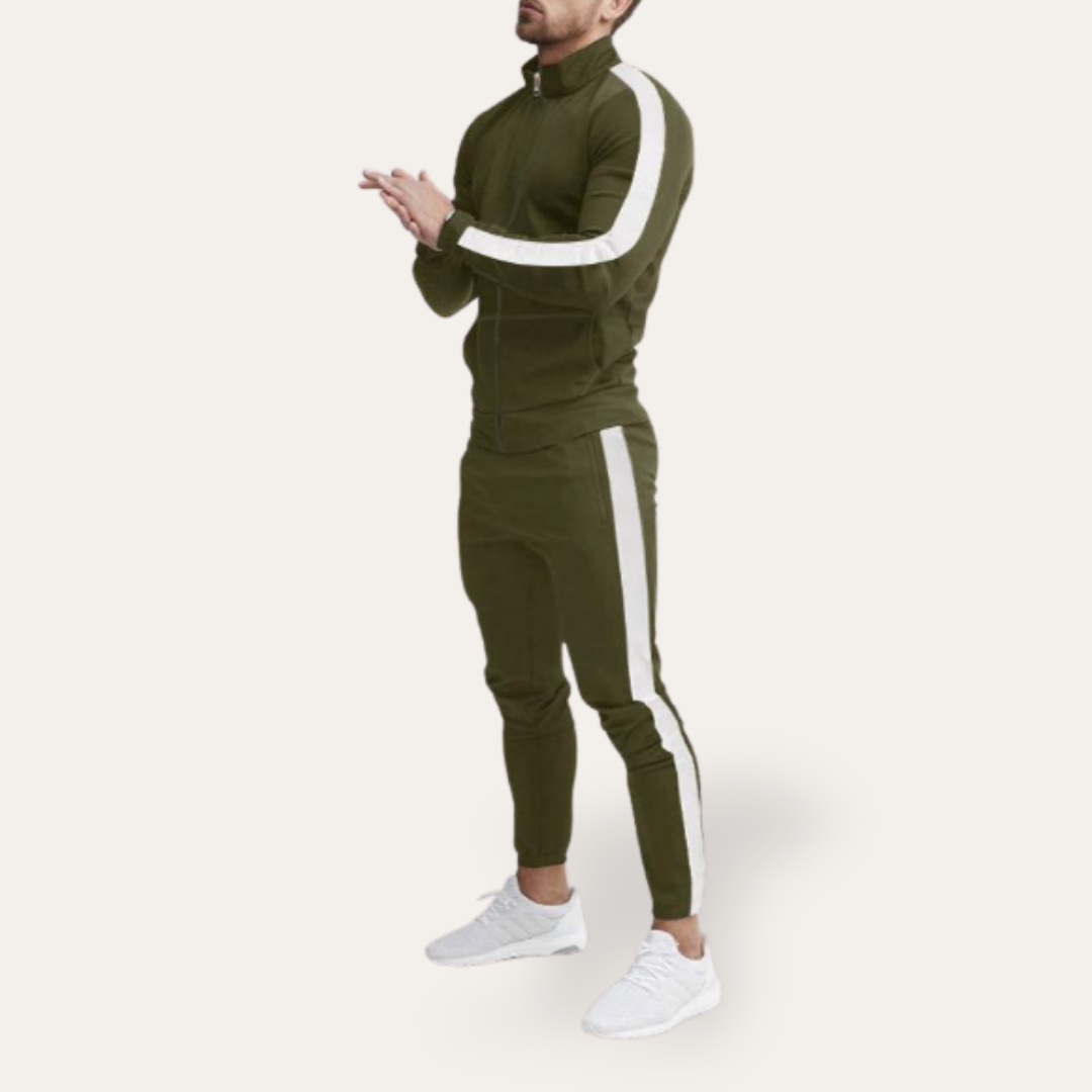 Herren Trainingsanzug mit Reißverschluss Streifen Sport Set | Vestea