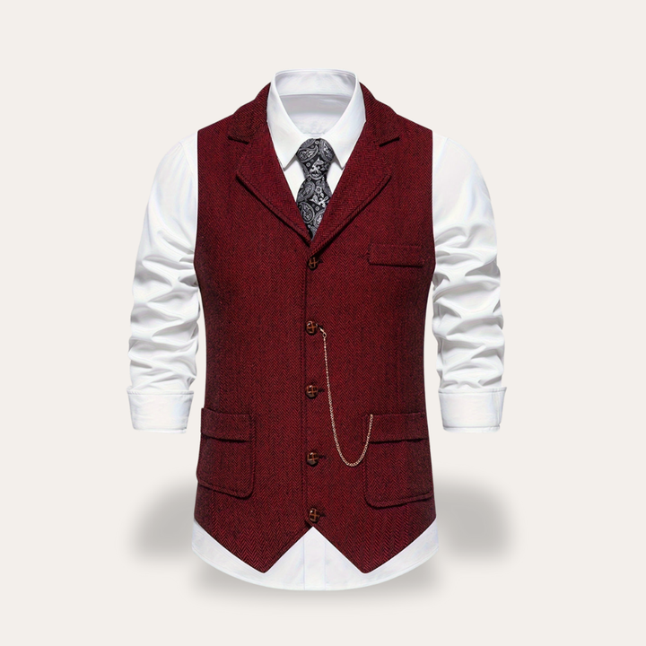 Herren Tweed Weste Anzugweste Slim Fit mit Knopfverschluss | Vestea